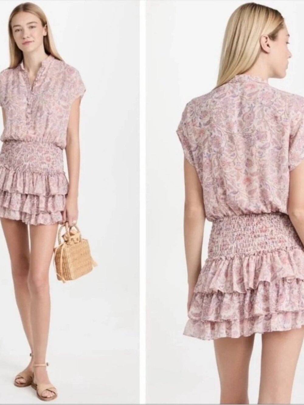 MISA Los Angeles Floral Dress Cinched Waist